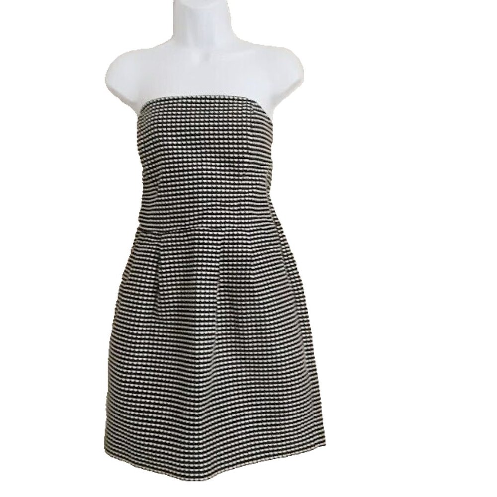 Rachel Roy Black & White Heart Strapless Cut-Out Back Dress (Size 10)